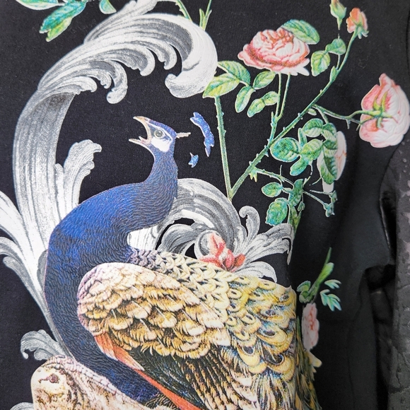 Black Sweatshirt with Peacock and Floral Design - Picture 5 of 11